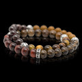 ブロンズラップ – ブロンズストーン × 化石木 × ガーネット × スモーキークォーツ 天然石 & シルバー925 ブレスレット