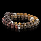 ブロンズラップ – ブロンズストーン × 化石木 × ガーネット × スモーキークォーツ 天然石 & シルバー925 ブレスレット