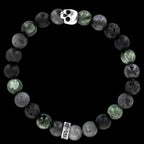 K.I.S.S. キャンディースワンプ – セラフィナイト × マットオニキス × ラルビカイト × ラヴァストーン × シルバー925 スカル & ラウンドビーズ ブレスレット