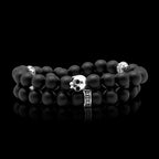 マットオニキス ラップブレスレット｜シルバー925 スカル & リング × バリシルバービーズ