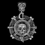 ソルティフェイト ペンダント – 925シルバー製 スカル＆舵輪デザイン