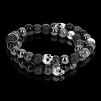 ミューティニースカル ラップブレスレット｜溶岩石 × ヘマタイト × オニキス × シルバー925